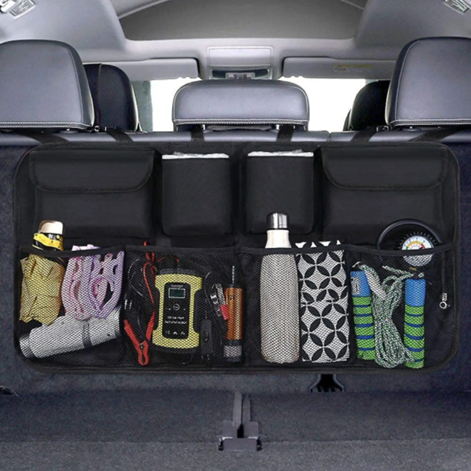 

Car Trunk Organizer Hanging Backseat Storage Bag Net High Capacity Multi-use Oxford Automobile Seat Back Storage Organizers