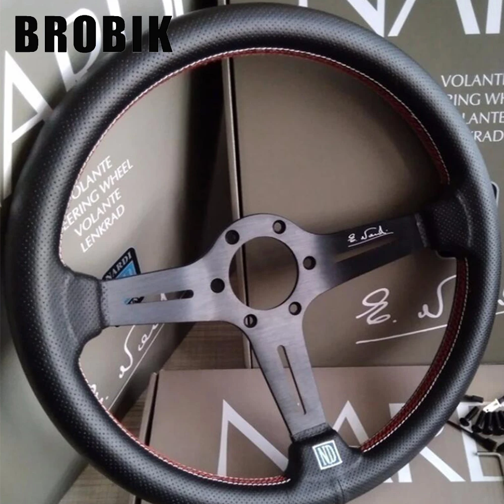 

BROBIK Universal PU 14 inch ND Auto Racing Steering wheels Deep Corn Drifting Sport Steering Wheel With Logo