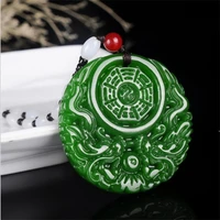 hot selling natural hand carve hetian jade five elements bagua diagram necklace pendant fashion jewelry men women luck gifts
