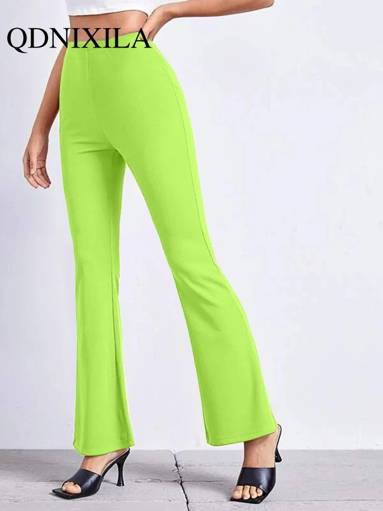

Spring and Summer Women's Solid Color Elastic High Waist Pants Yoga Micro La Casual Pants Streetwear Women Women Bottoms Pants