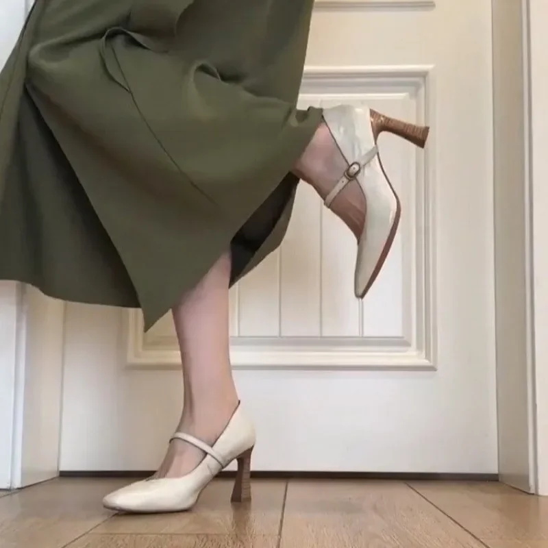 Черно-коричневые туфли-лодочки Мэри Джейн на каблуке 8 см женские туфли с острым