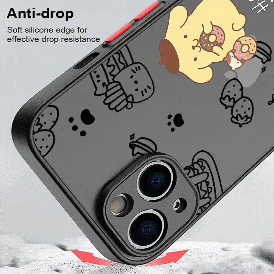 Милый чехол Kuromi Melody для Apple iPhone 11 15 16 14 13 12 Pro 7 XR X XS Max 8 Plus 6 6S SE 2022 15Pro черный матовый