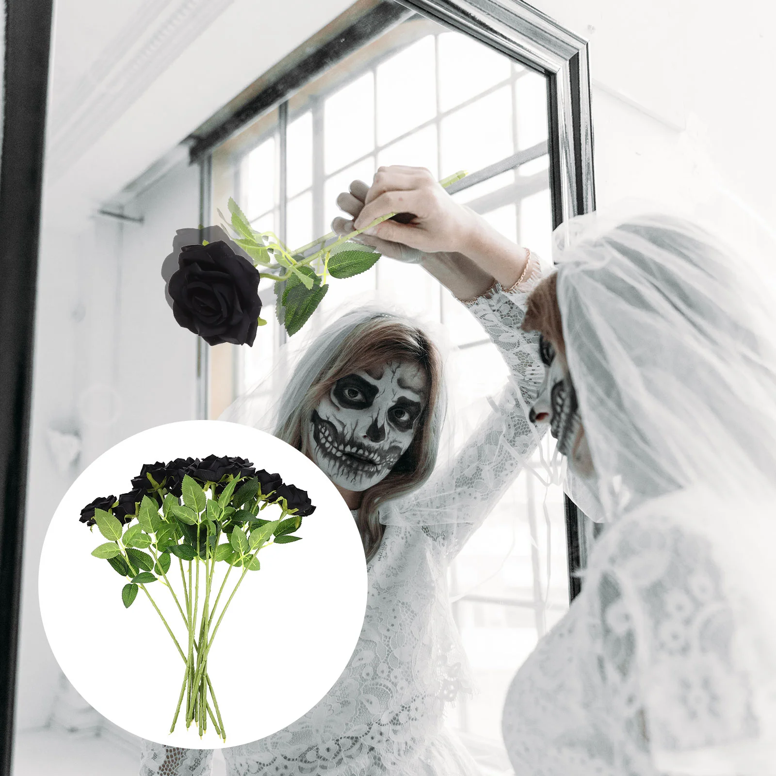 

Rose Black Artificial Bouquet Flowers Fake Roses Flowerfaux Silkstems Single Bridalbundles Wedding Centerpieces Eyeballs