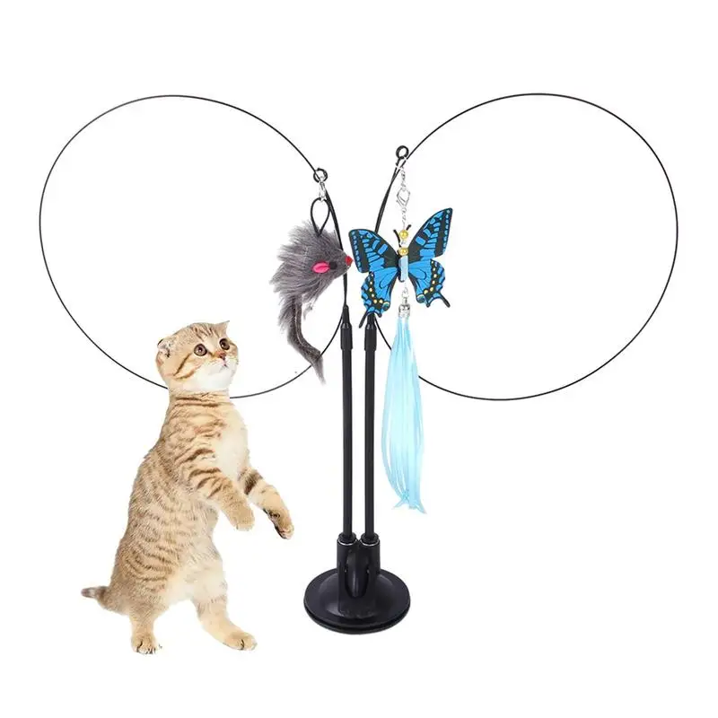 

Cat Teasing Stick Feathered Cat Sucker Toy Portable Cat Teaser Developmental Toys Indoor Interactive Cat Teaser Wand For Kittens