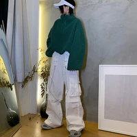 y2k girl mall goth white cargo pants women gothic harajuku hippie streetwear chain punk loose baggy pants oversize korean style