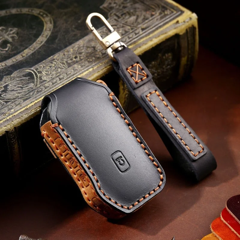 

Leather Car Key Case Cover Fob Protector Keychain Auto Accessories for Kia Sorento Seltos K5 Sportage Ceed Cerato Forte Holder