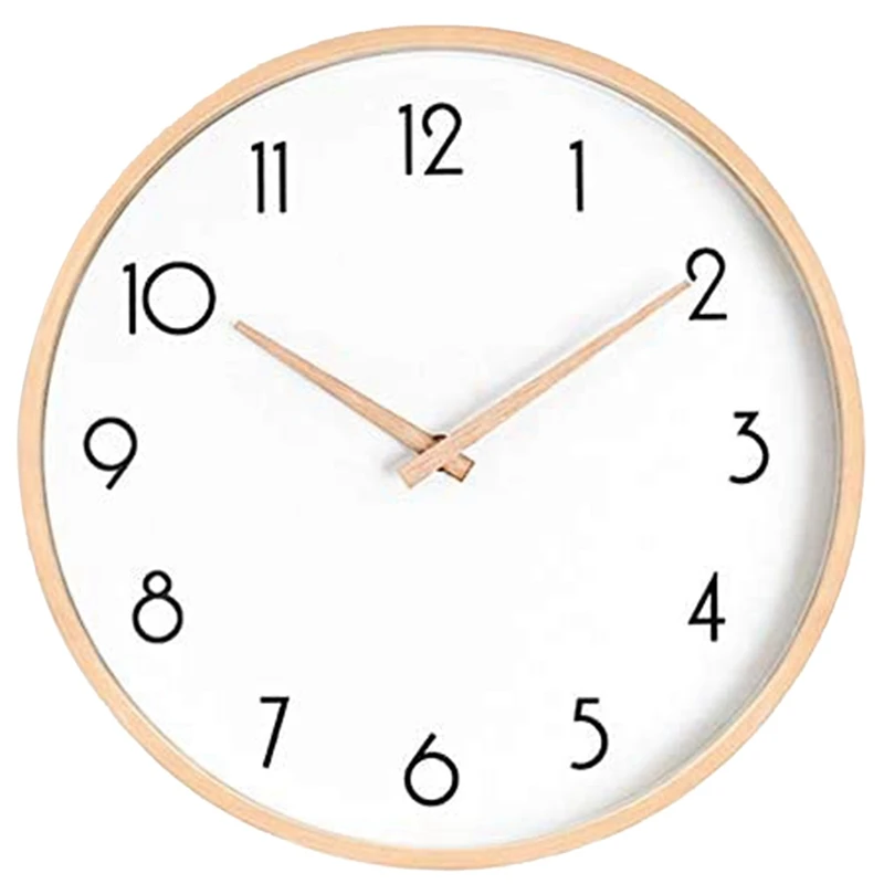 

Solid Wood Wall Clock Living Room Simple Household Silent Clock Bedroom Wall-Mounted Quartz Clock