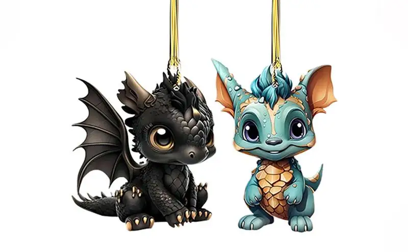 

2D Acrylic Dragon Car Rearview Mirror Hanging Ornament Multifunctional Pendant Christmas Decorations Car interior Accessories