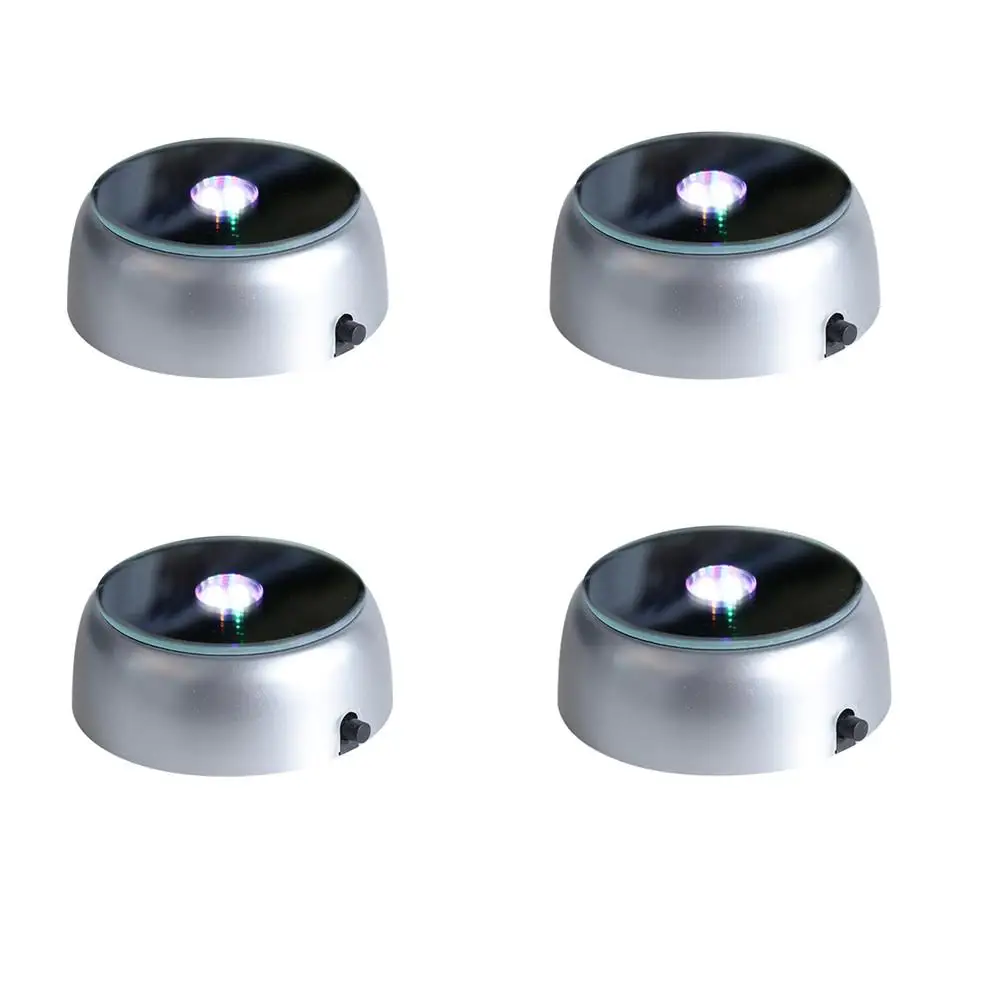 

4pcs Luminous 4LED 7cm LED Display Base for Crystals Glass Art Colorful Light Crystal Display Base Display Stand for Tumbler Cup