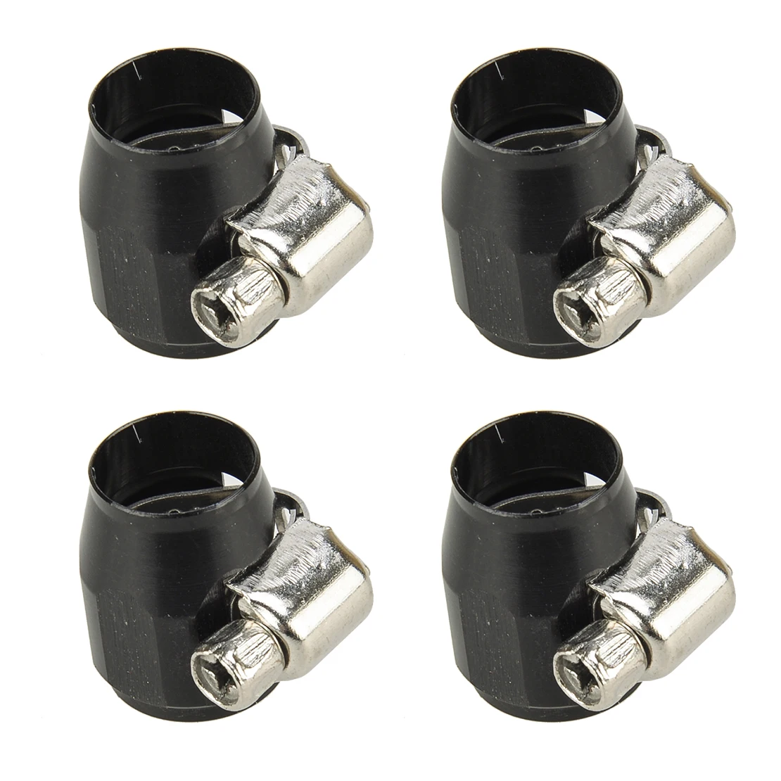 

4pcs/Set Black Aluminum Alloy 4AN Hex Hose Fitting End Finishers Clamps Fit for Fuel Oil Coolants