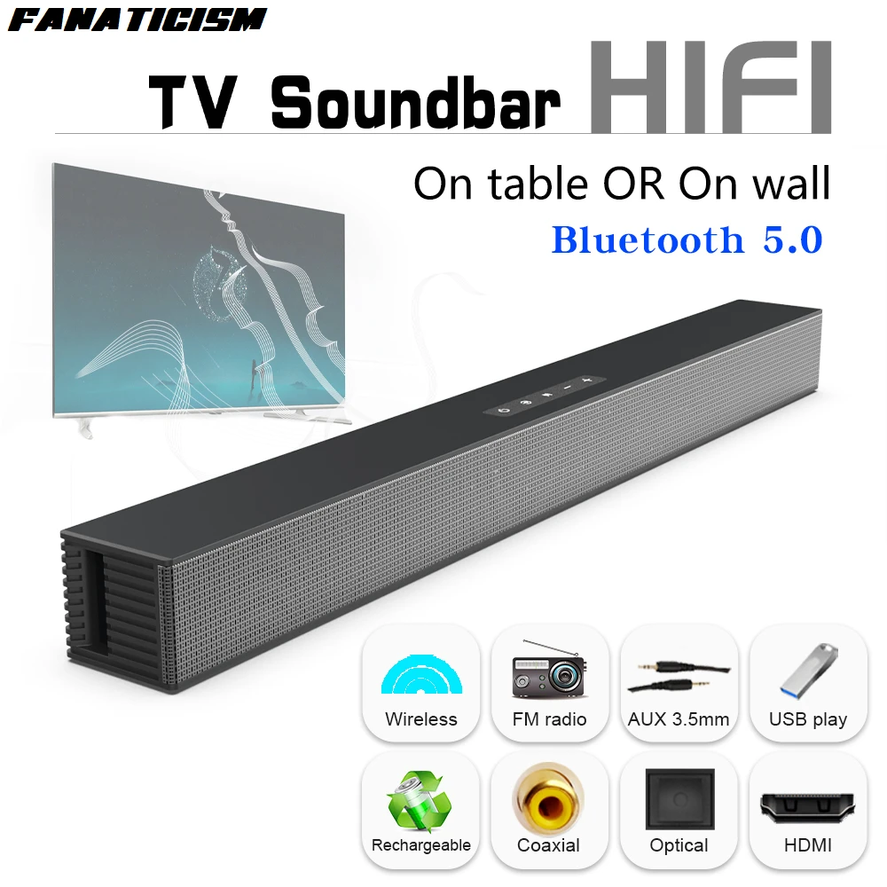 Звуковая панель для телевизора 40 Вт, HiFi динамик, звуковая панель для домашнего кинотеатра, Bluetooth-совместимая колонка с поддержкой функции HDMI, радио для ПК, ТВ, детской
