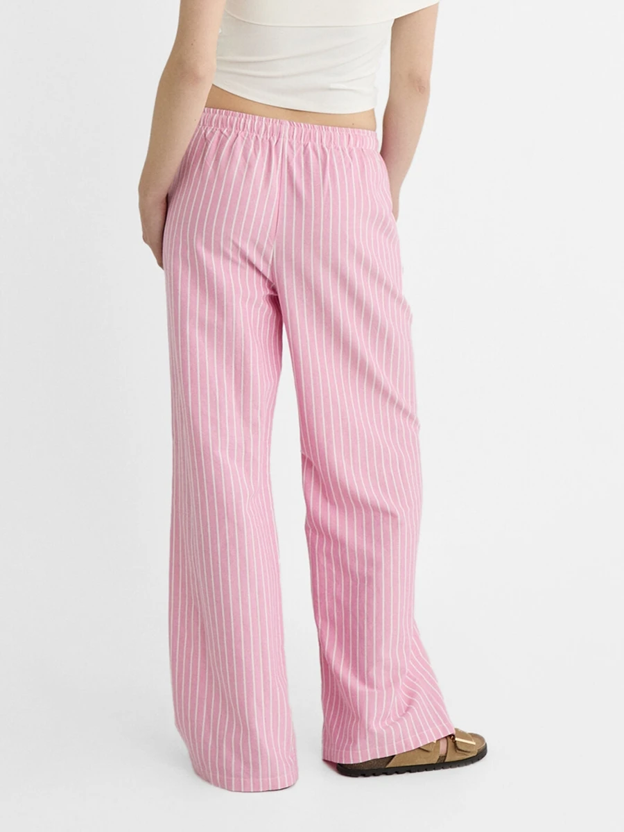 Женские полосатые домашние брюки повседневные Прямые с эластичным поясом