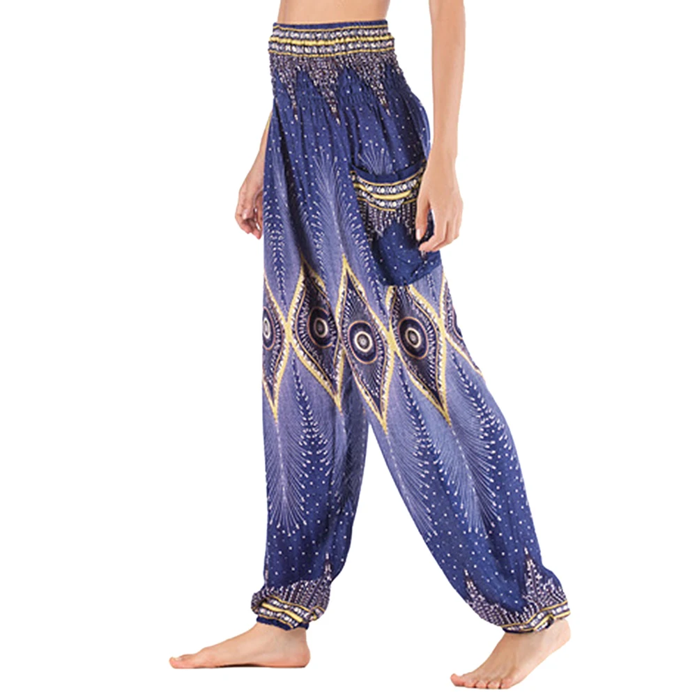 

Bohemian Casual Woman High Waist Thai Print Hip Hop Pants Woman Baggy boho dance pant Loose Hippy Lantern Pant