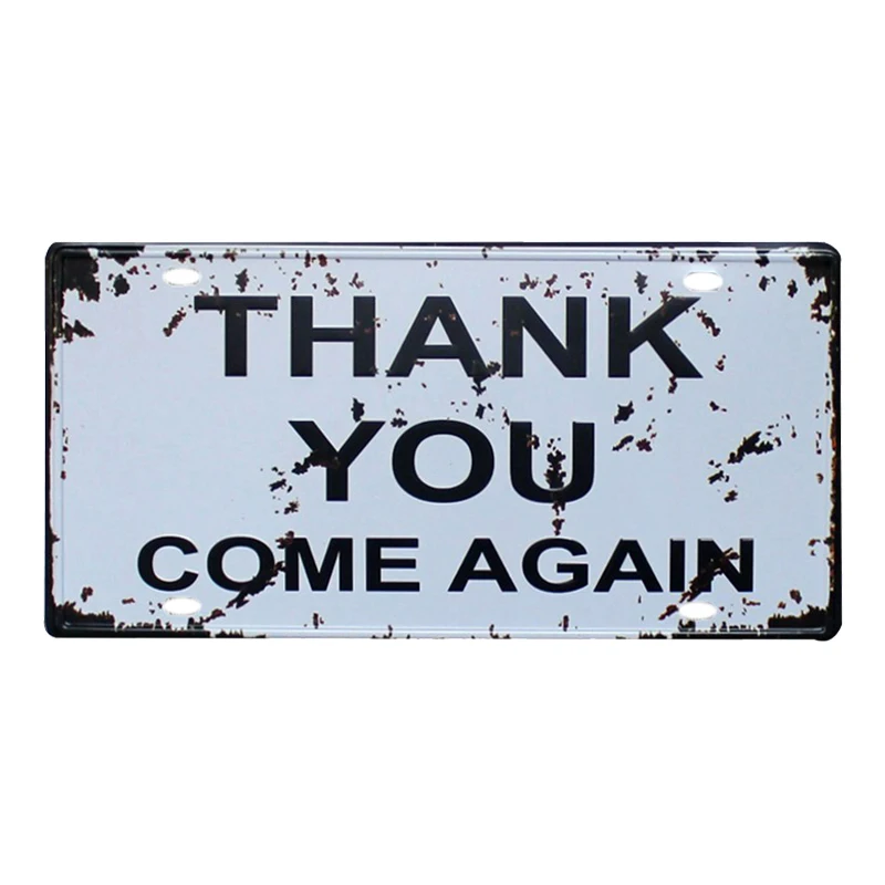 

Car License Plate Signs Shabby Vintage Warning Metal Tin Sign Bar Cafe Garage Decorative Plaques Art Crafts Iron Painting Decor