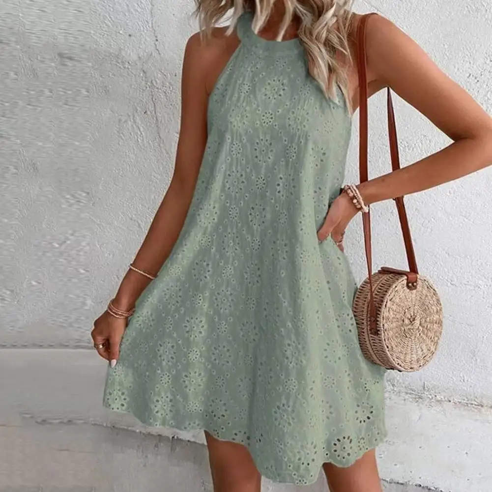 

Модное женское платье-трапеция, свободное платье для отпуска с круглым вырезом и цветочным узором