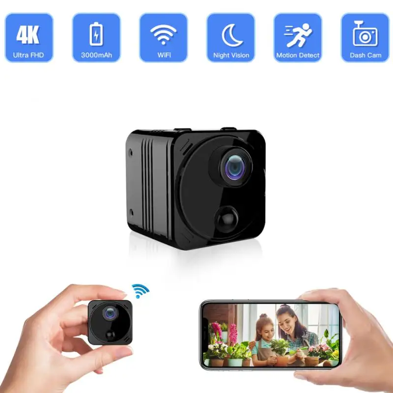 

Home Surveillance Cameras Mini Smart Home 160 Degrees Motion Detection 4k For Baby Kids Wifi Security Camera Remote Portable