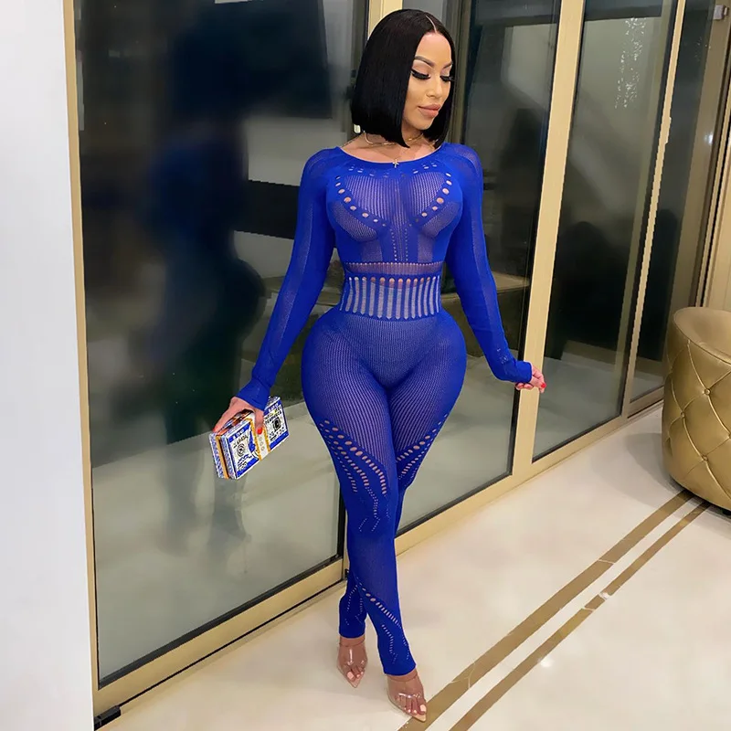 Сексуальный прозрачный комбинезон с вырезами Женский Повседневный спортивный