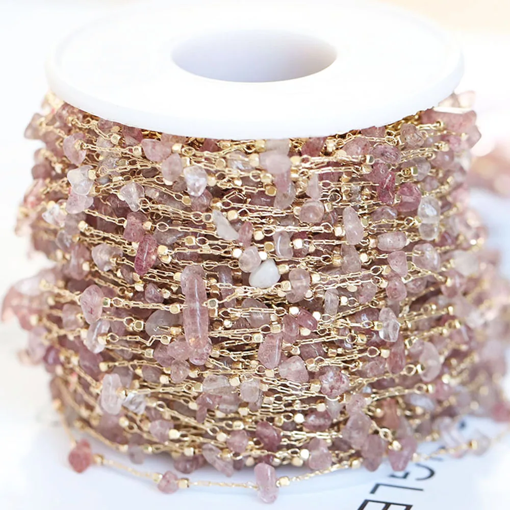 

1meter Irregular Glass Beads Chains Natural Stone Beading Chains For Handmade Necklace Bracelet DIY Jewelry Making Materials