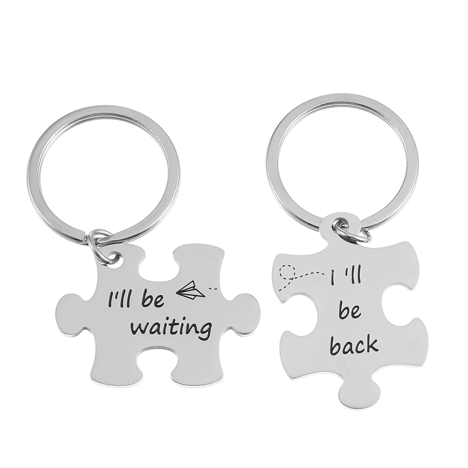 

2 Pcs Key Chain Girlfriends Keychain Christmas Couple Ring Stainless Steel Lovers