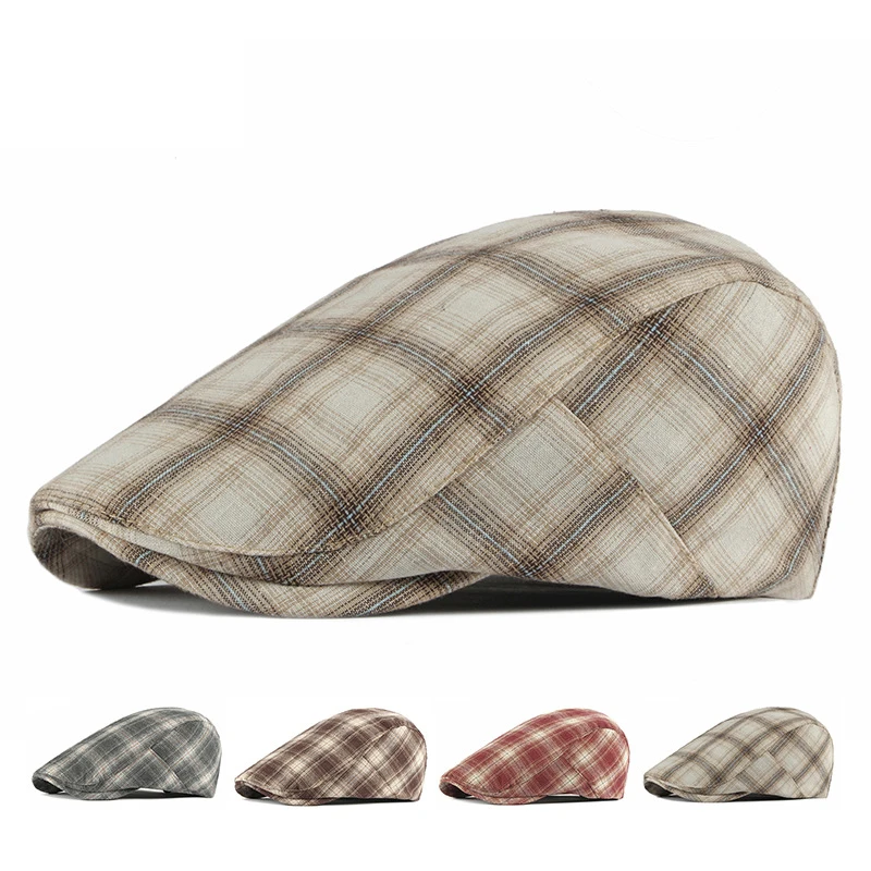 

Spring Summer Thin Beret Men's Newsboy Caps Women Plaid British Vintage Flat Caps Gatsby Painters Hats Ivy Hat Hombre Boina