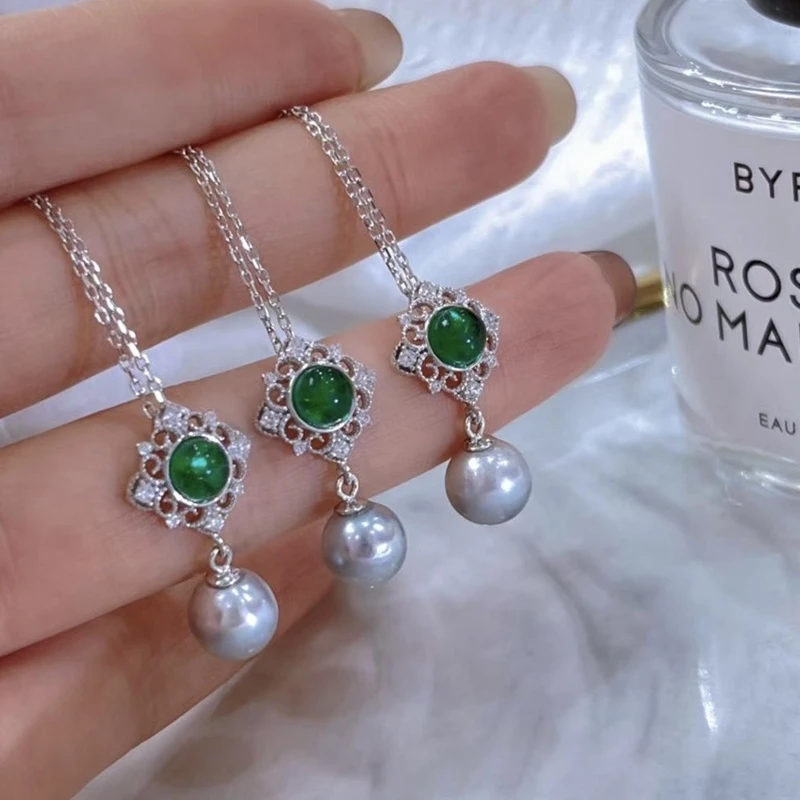 Ожерелье из серебра 100% пробы 7-8 мм с жемчугом