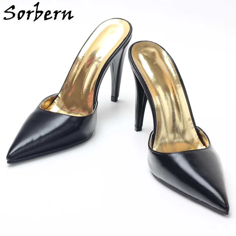 Шлепанцы унисекс на высоком каблуке с острым носком без застежки |