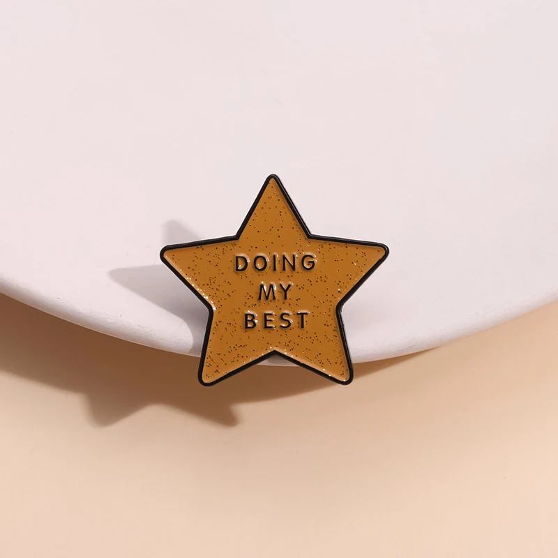 

Doing My Best Enamel Pins Custom Gold Color Star Metal Badge Brooch Backpacks Shirt Lapel Inspirational Jewelry For Friend Gifts