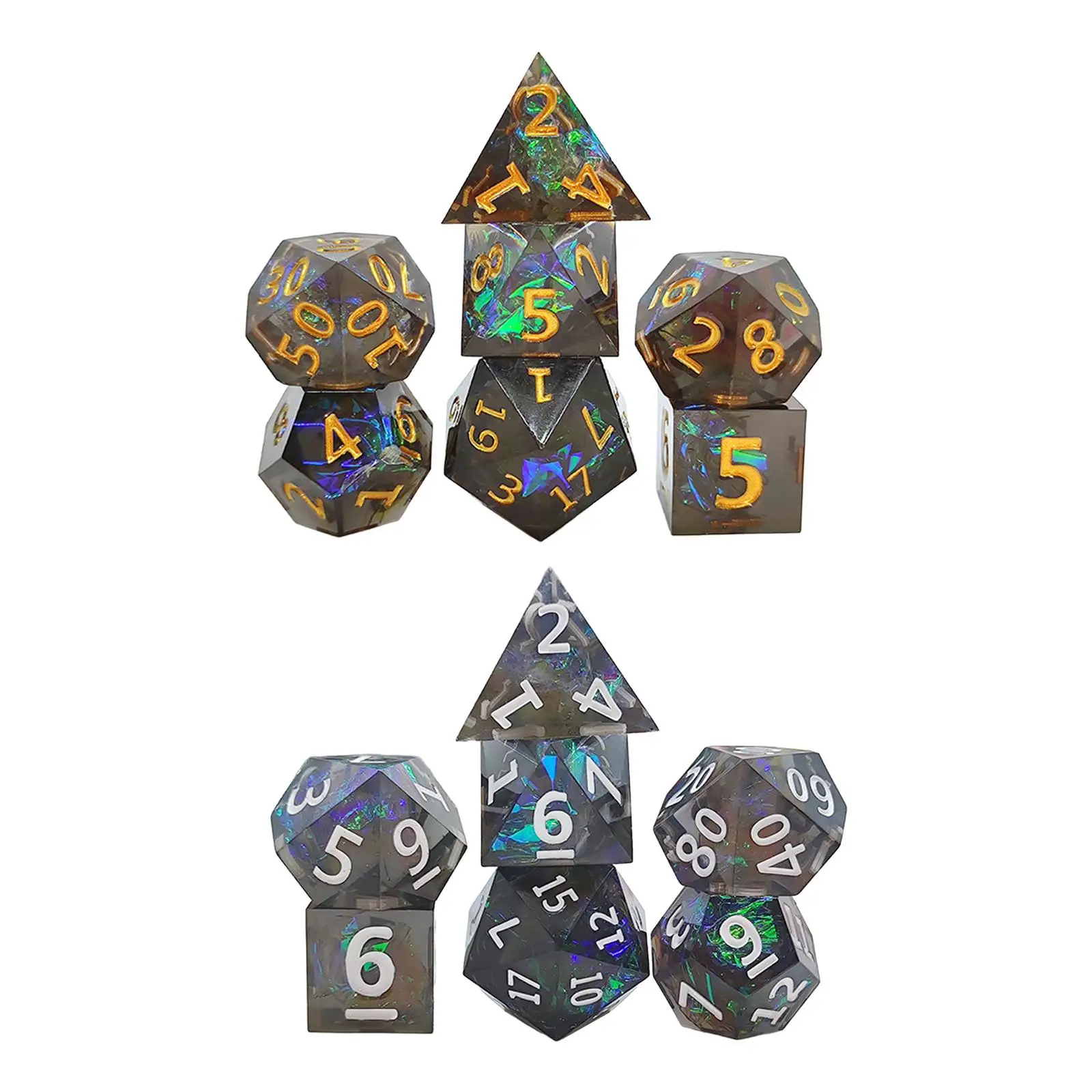 

7 Pieces Polyhedral Dice Multi-Colored Transparent for Dungeon and