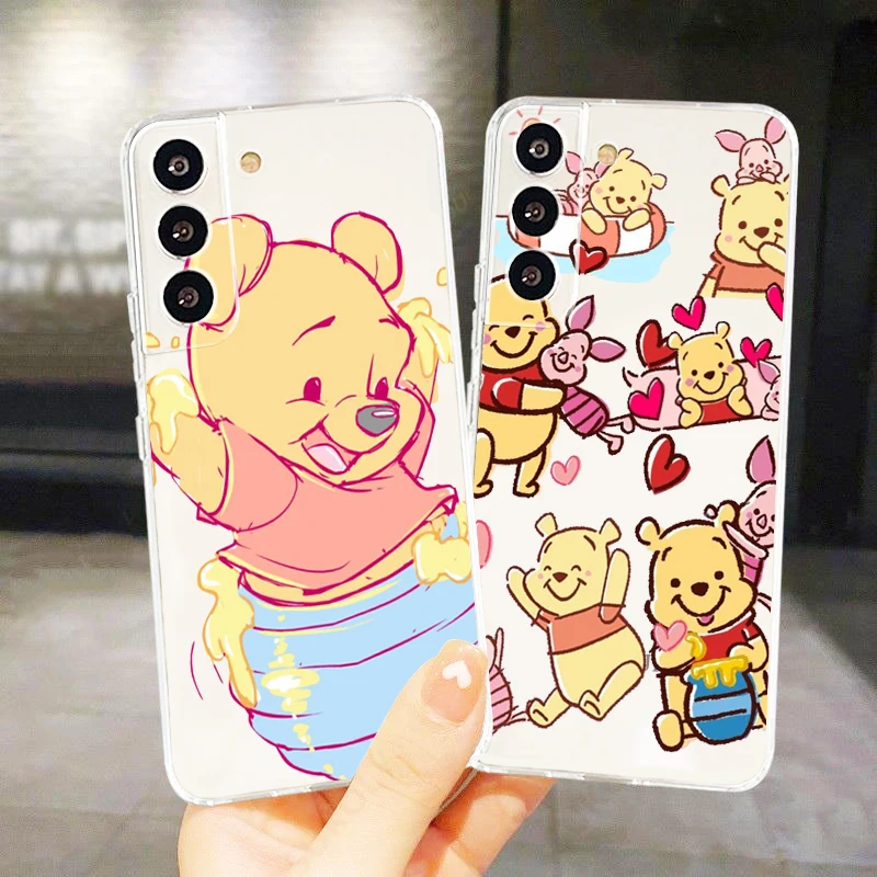 

Transparent Cover Disney Winnie the Pooh Phone Case For Samsung S22 S21 S20 FE Ultra Pro Lite S10 S10E S9 S8 S7 Plus 5G