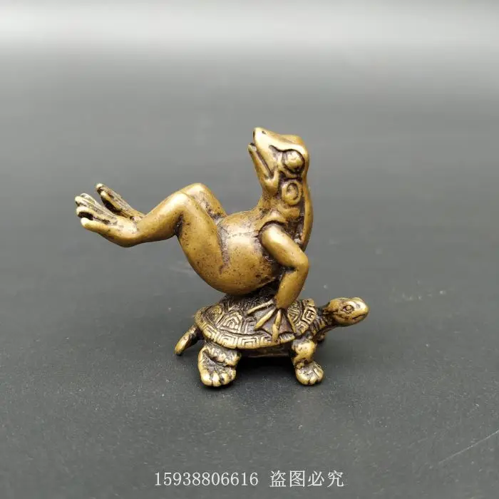 

Antique Bronze Ware Antique Miscellaneous Collection Antique Pure Brass Mini Fun Turtle Frog Thread Fragrant Small Fragrant In