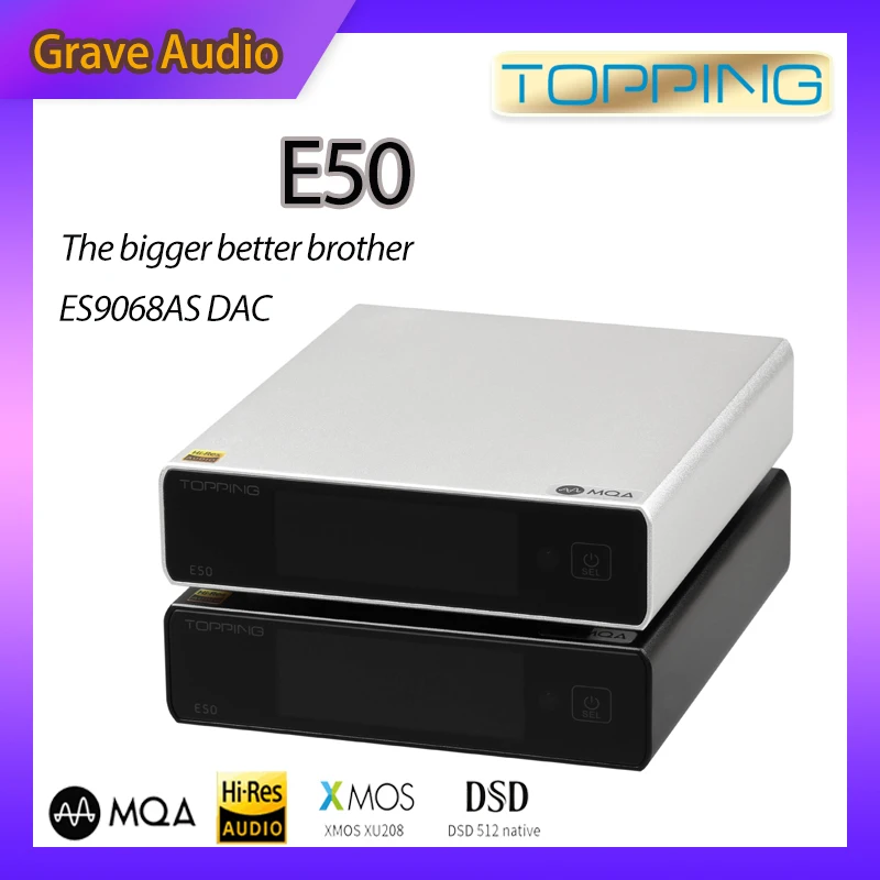 TOPPING-decodificador E50 MQA, ES9068AS, 32 bits/768kHz, DSD512, DAC, con Control remoto