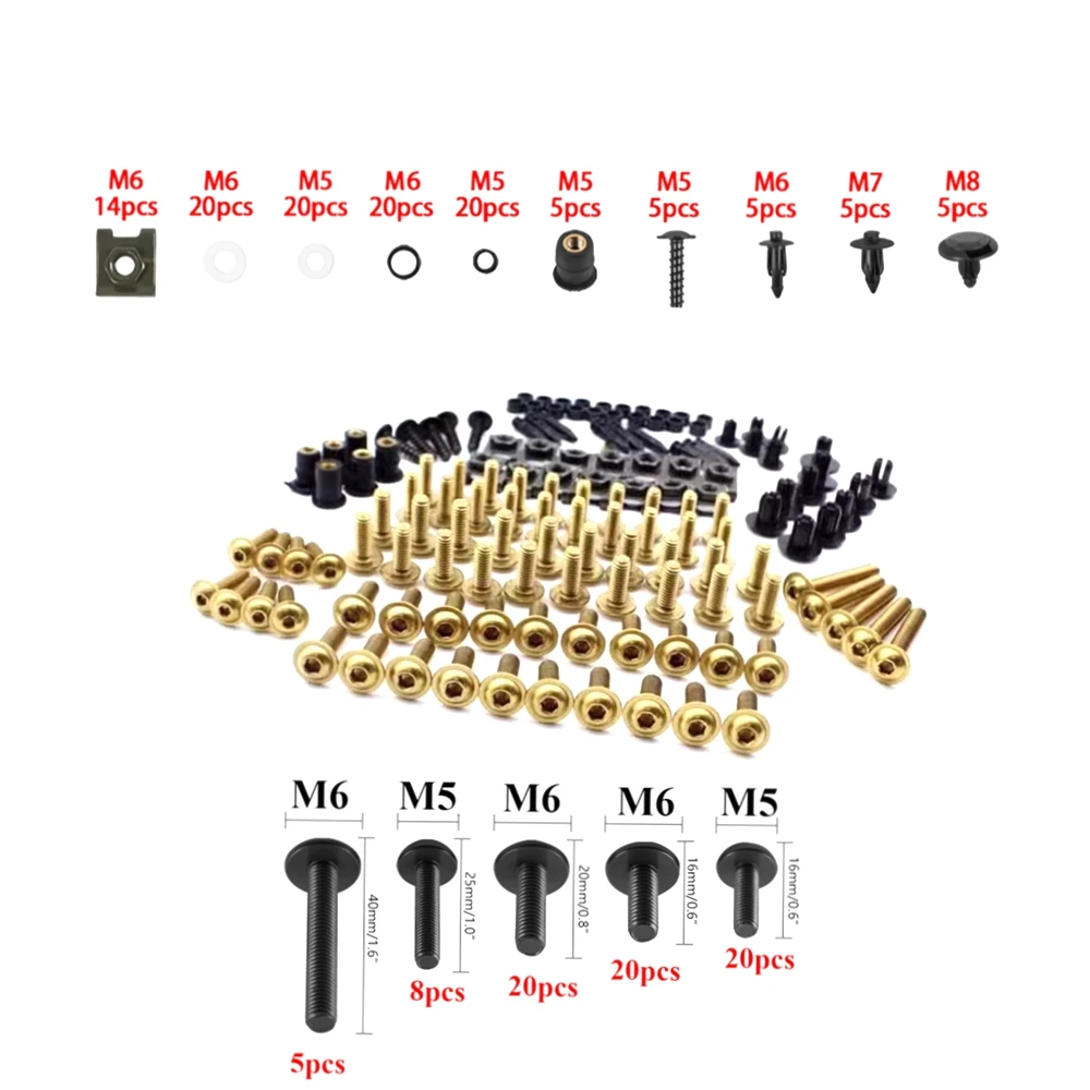 

195 шт., титановый винт, комплект болтов для обтекателя для Suzuki GSXR600 GSXR1000 Hayabusa GSX1300R GSX600F GSX750F SV1000 SV650