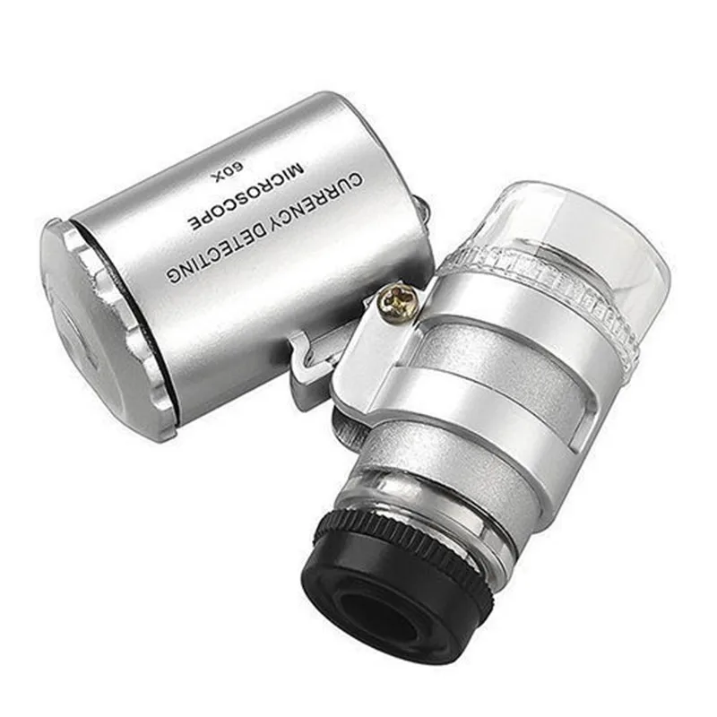 

60x Mini Pocket LED UV Jewellers Loupe Microscope Glass Jewellery Magnifier
