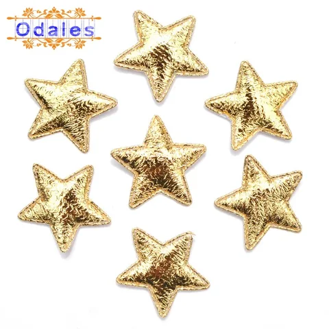 Золотые и серебряные тканевые звёздочки для вышивания 300 шт.