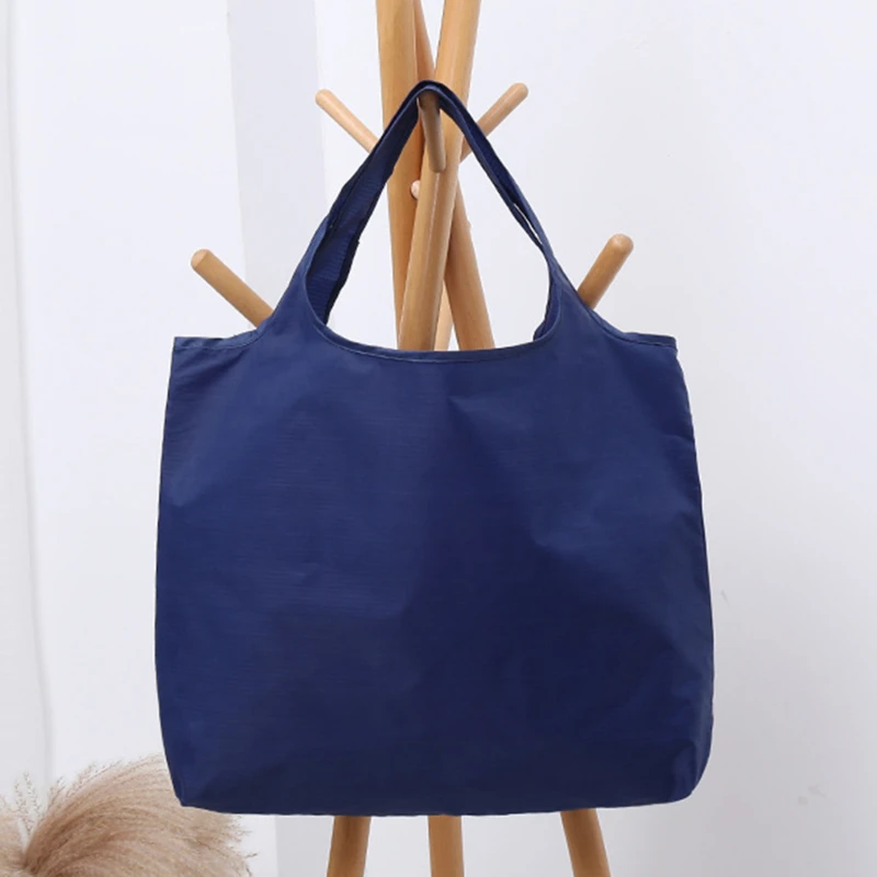 

Shopping Bags Waterproof Foldable Handy Reusable Tote Blue Pouches Recycle Shopper Groceries Storage Handbag Useful Beach Bags