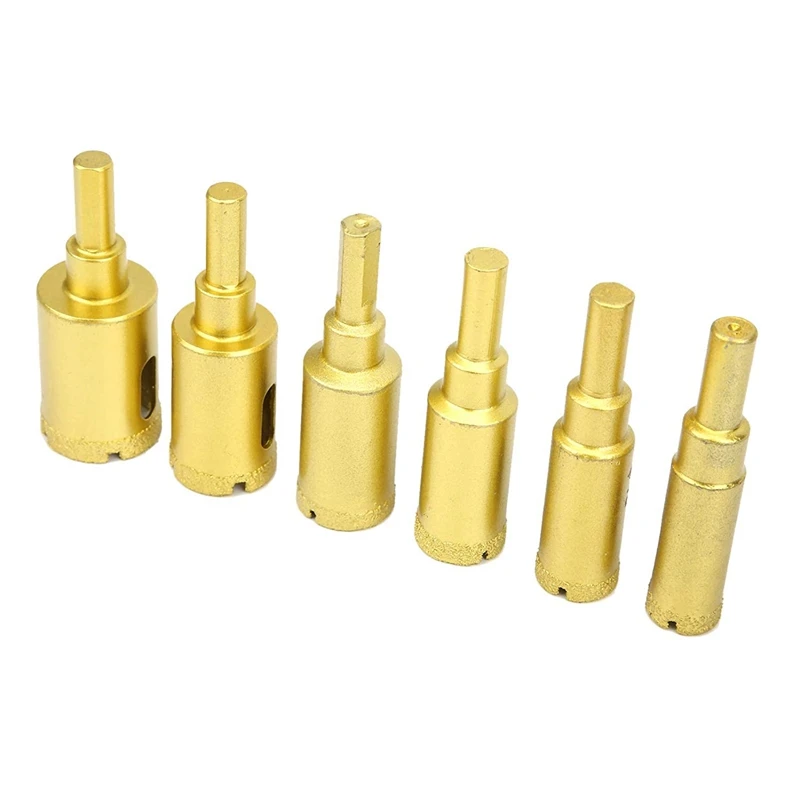 Акция! 6 шт. (14-25 мм) золотые алмазные сверла для отверстий Буровая головка стекла