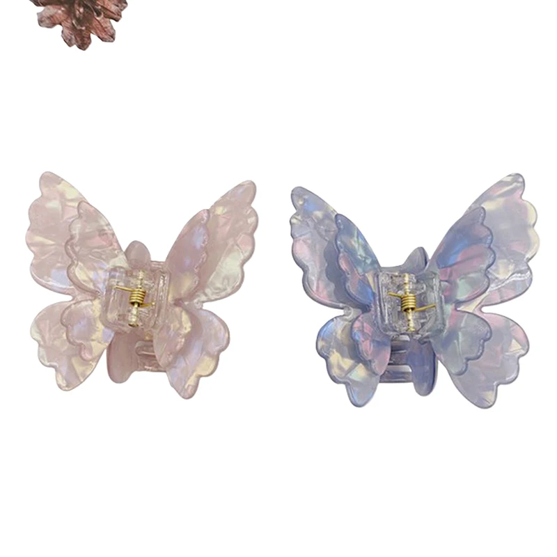 Заколка для волос в виде бабочки женская зажим из ацетата форме краба милая