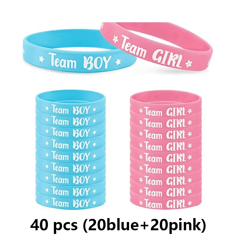 

40/48/60Pcs Gender Reveal Party Silicone Wristbands Balloon Decoration Boy Or Girl Sticker Decoration Baby Shower Supplies