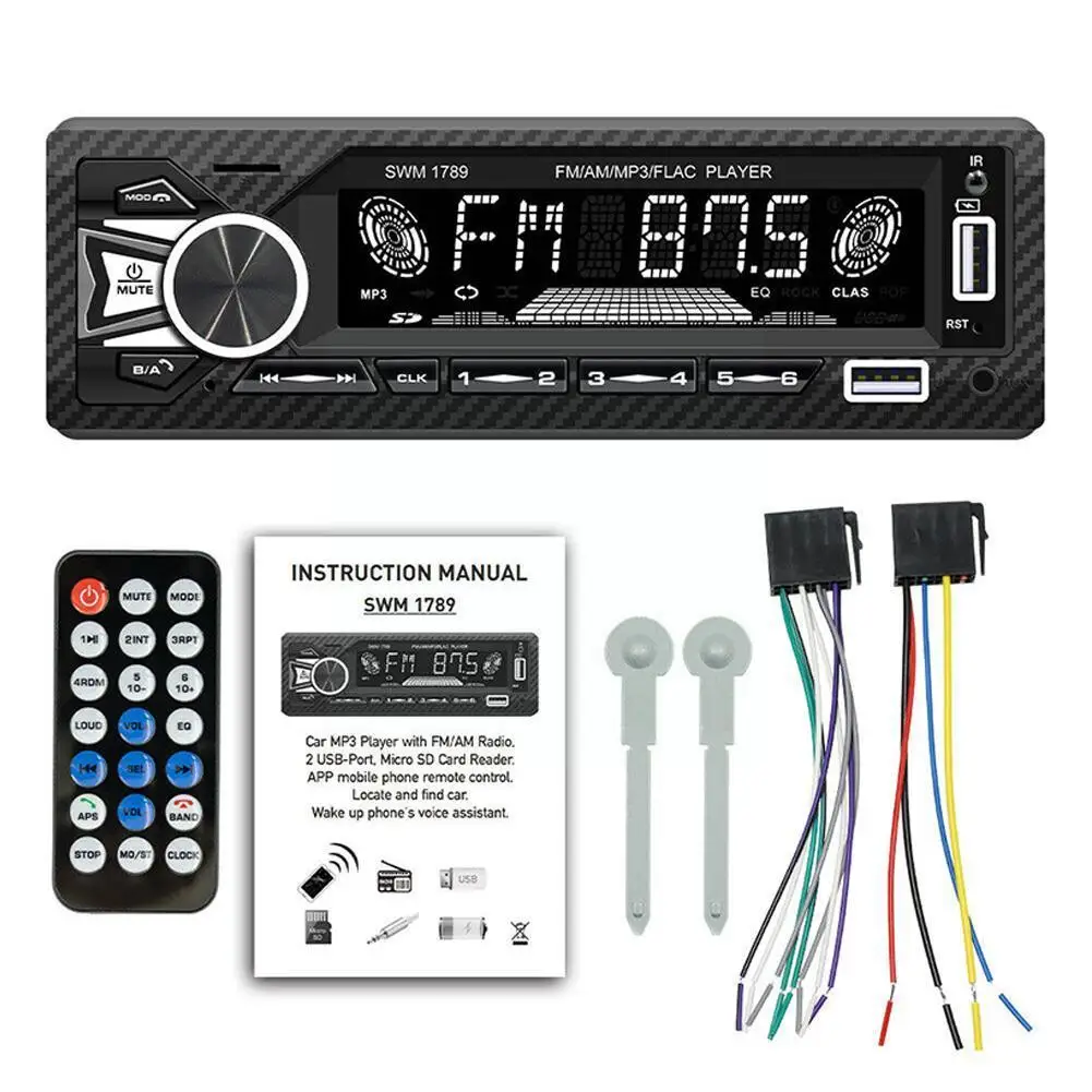 

Car Radio 1din Srereo Bluetooth MP3 Player FM Receiver Dash Kit AUX/USB/TF Card Car Control Remote With Audio In I8G3