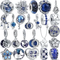 925 solid silver globe galaxy journey astronaut moon star pendant murano glass beads fit original brand bracelet women jewelry