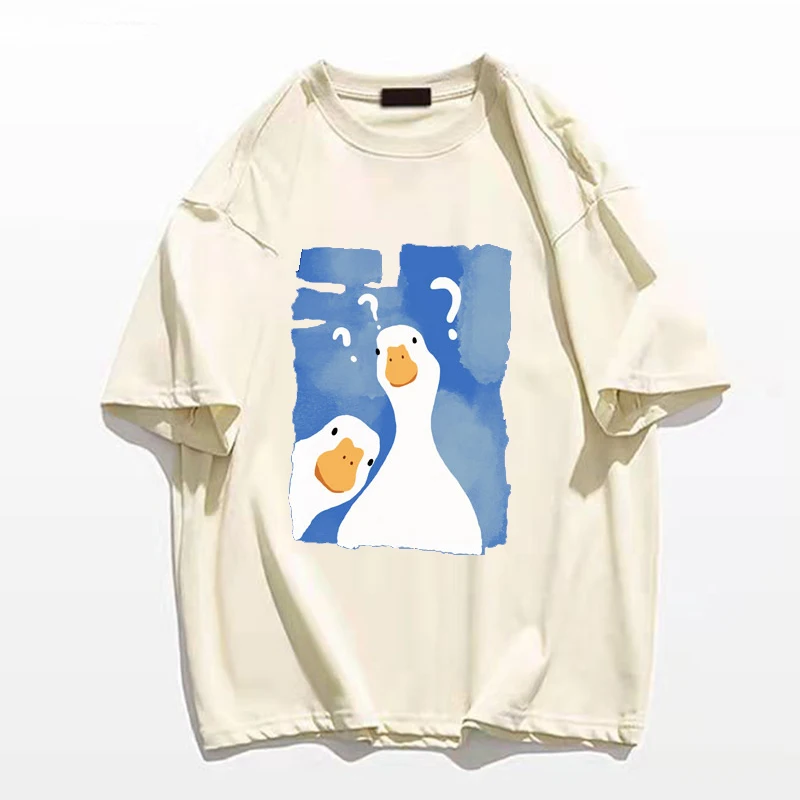 

2023 Hot-selling men's main T-shirt funny confused duck print summer fashion T-shirt hip-hop unisex high-quality cotton top