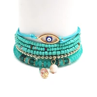 bohemian fashion bracelet beaded multilayer elastic eye bracelets for women ethnic style party jewelry gift
