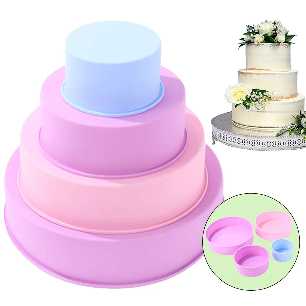 

4 6 8 10 Inch Round Shape Mold Non-stick Silicone Small Cake Baking Pan Mousse Fondant Cylinder Mould For Pastry Dessert Jelly