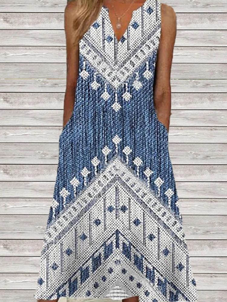 

Женское длинное платье в полоску, повседневное свободное платье без рукавов с V-образным вырезом и карманами, лето 2022