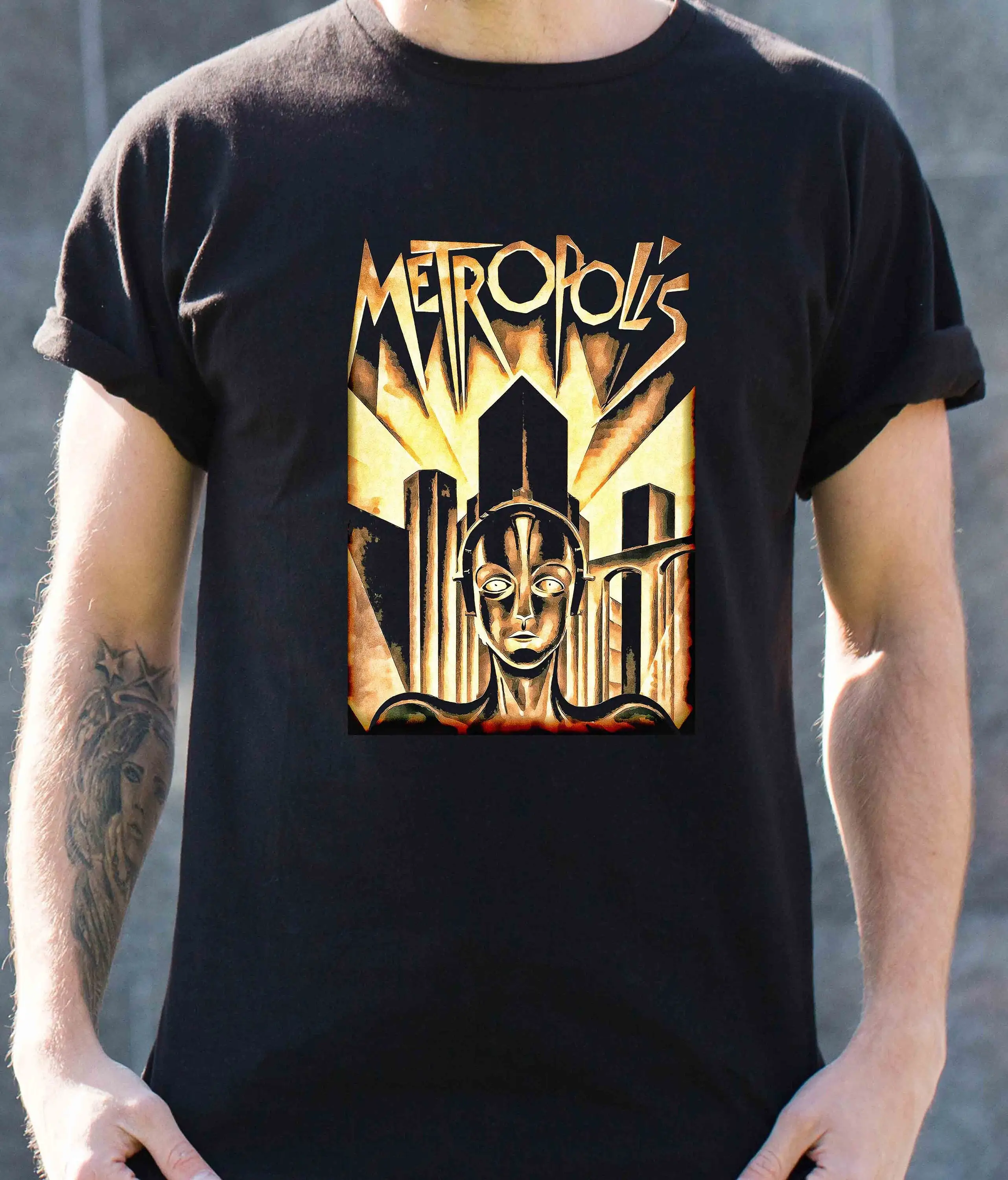Футболка METROPOLIS Sci Fi Dark 1920's Film Gothic Suspense ExpressionisT S 4XL OVERSIZED