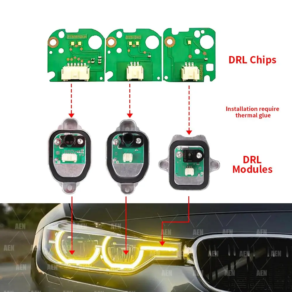 Фото Светодиодные платы CSL Angel Eyes DRL для BMW 3 серии 2016-2018 годов выпуска (модели 318i, 320i, 320e, 340i, 330i, 328i LCI) для светодиодных фар, артикул 63117419615. №4