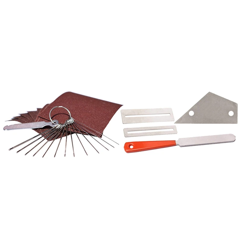 

1 Set Guitar Bridge Saddle Nut Files Set, Silver & 1 Set Stainless Steel Guitar Fret File+Fret Rocker Level+Fingerboard Protecto