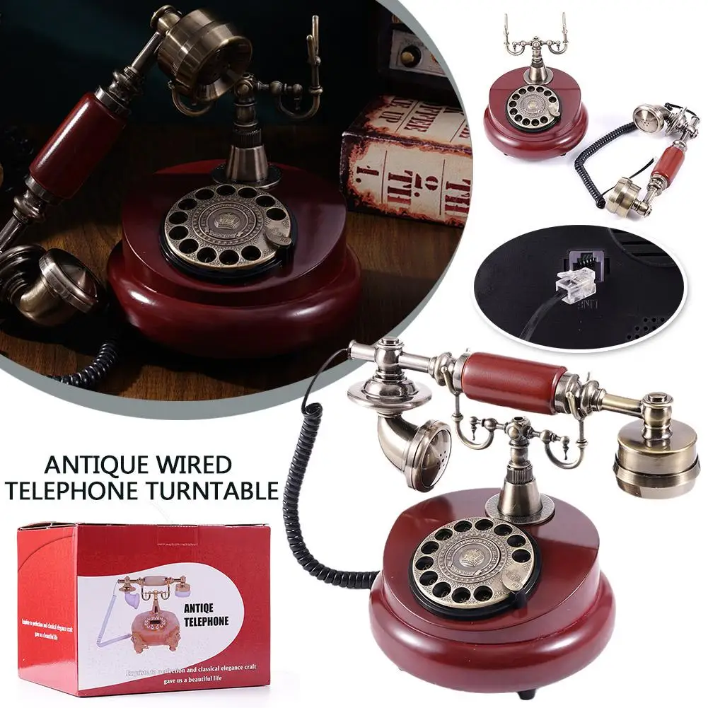 

Antique Corded Telephone Resin Fixed Digital Retro Phone Button Dial Vintage Decorative Rotary Dial Telephones Landline for Home