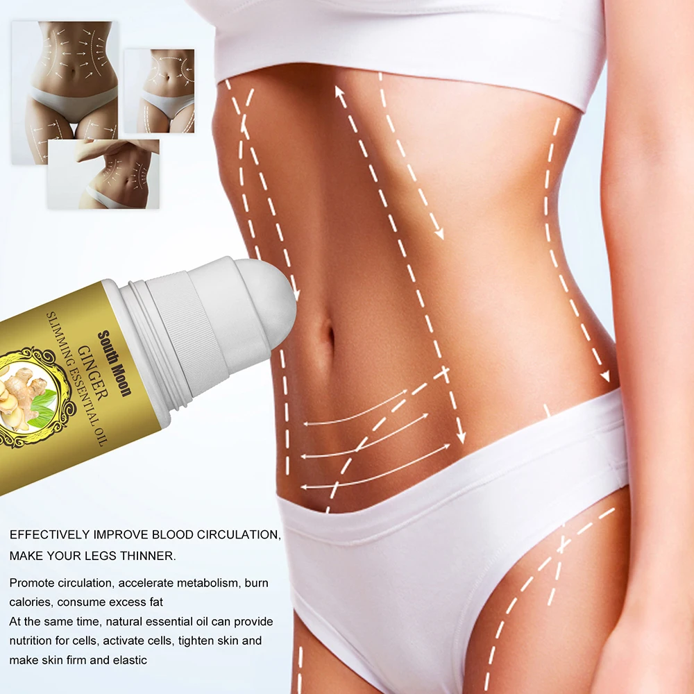 50ml Ginger Slimming essential oilfor women lose weight slim dow products fat burning cellulite abdominal burner massager roller
