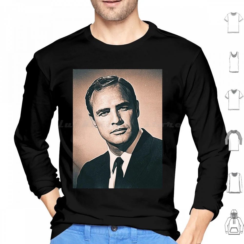 Marlon Brando Art-Vintage Paint-D87 Толстовки с длинным рукавом Art Портрет Painting